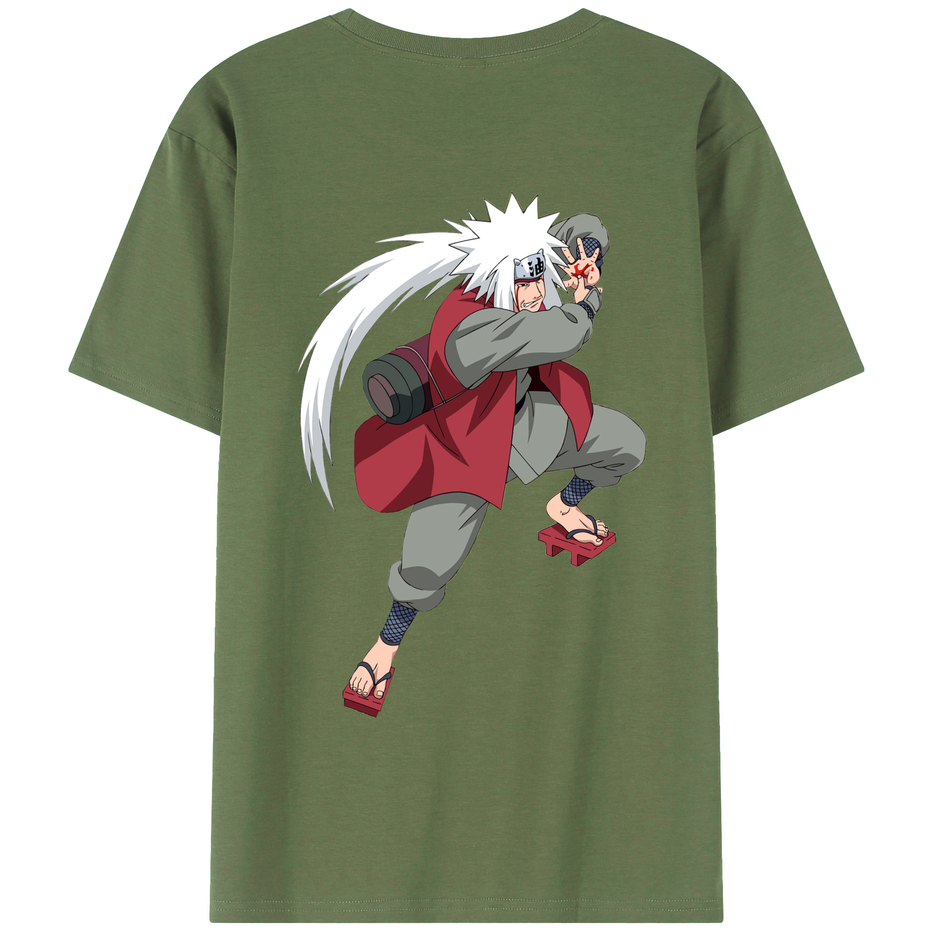（画像用） NARUTO -ナルト- 自来也（じらいや） Jiraiya 綿100％ メンズ半袖Tシャツ（バックプリント） 通気性